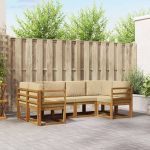 Set de canapele de exterior cu pernă 6 pcs Natural și Bej GartenMobel Dekor