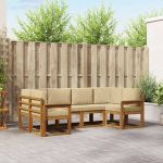 Set de canapele de exterior cu pernă 6 pcs Natural și Bej GartenMobel Dekor