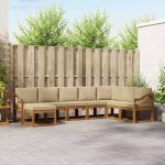 Set de canapele de exterior cu pernă 8 pcs Natural și Bej GartenMobel Dekor
