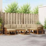 Set de canapele de exterior cu pernă 9 pcs Natural și Bej GartenMobel Dekor