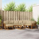 Set de canapele de exterior cu pernă 9 pcs Natural și Bej GartenMobel Dekor