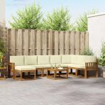 Set de canapele de exterior cu pernă 9 pcs Natural și Crem GartenMobel Dekor