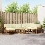 Set de canapele de exterior cu pernă 9 pcs Natural și Crem GartenMobel Dekor