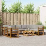 Set de canapele de exterior 10 pcs Gri natural și deschis GartenMobel Dekor