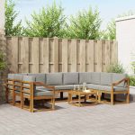 Set de canapele de exterior 10 pcs Gri natural și deschis GartenMobel Dekor