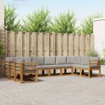 Set de canapele de exterior 10 pcs Gri natural și deschis GartenMobel Dekor