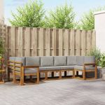 Set de canapele de exterior 7 pcs Gri natural și deschis GartenMobel Dekor