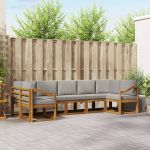 Set de canapele de exterior 7 pcs Gri natural și deschis GartenMobel Dekor