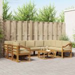Set de canapele de exterior cu pernă 10 pcs Natural și Bej GartenMobel Dekor