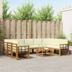 Set de canapele de exterior cu pernă 10 pcs Natural și Crem GartenMobel Dekor