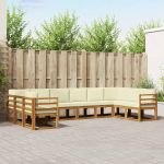 Set de canapele de exterior cu pernă 10 pcs Natural și Crem GartenMobel Dekor
