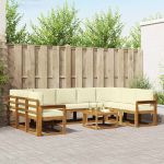 Set de canapele de exterior cu pernă 10 pcs Natural și Crem GartenMobel Dekor