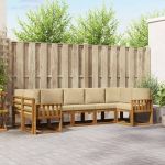 Set de canapele de exterior cu pernă 7 pcs Natural și Bej GartenMobel Dekor