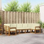 Set de canapele de exterior cu pernă 7 pcs Natural și Crem GartenMobel Dekor