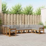 Set de canapele de exterior 10 pcs Gri natural și deschis GartenMobel Dekor