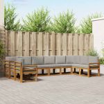 Set de canapele de exterior 10 pcs Gri natural și deschis GartenMobel Dekor