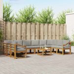 Set de canapele de exterior 11 pcs Gri natural și deschis GartenMobel Dekor