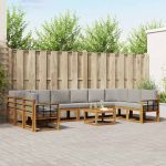 Set de canapele de exterior 11 pcs Gri natural și deschis GartenMobel Dekor