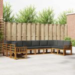 Set de canapele de exterior cu pernă 10 pcs Natural și Antracit GartenMobel Dekor