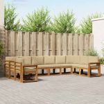 Set de canapele de exterior cu pernă 10 pcs Natural și Bej GartenMobel Dekor