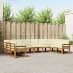 Set de canapele de exterior cu pernă 10 pcs Natural și Crem GartenMobel Dekor