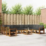 Set de canapele de exterior cu pernă 11 pcs Natural și Antracit GartenMobel Dekor