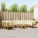 Set de canapele de exterior cu pernă 11 pcs Natural și Crem GartenMobel Dekor
