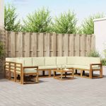 Set de canapele de exterior cu pernă 11 pcs Natural și Crem GartenMobel Dekor