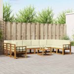 Set de canapele de exterior cu pernă 11 pcs Natural și Crem GartenMobel Dekor