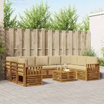 Seturi de canapele 10 pcs Natural și Bej Lemn Solid de Acacia GartenMobel Dekor