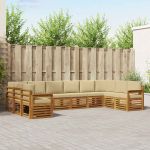 Seturi de canapele 10 pcs Natural și Bej Lemn Solid de Acacia GartenMobel Dekor