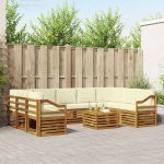 Seturi de canapele 10 pcs Natural și Crem Lemn Solid de Acacia GartenMobel Dekor