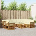 Seturi de canapele 10 pcs Natural și Crem Lemn Solid de Acacia GartenMobel Dekor