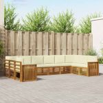 Seturi de canapele 10 pcs Natural și Crem Lemn Solid de Acacia GartenMobel Dekor