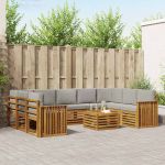Seturi de canapele cu pernă 10 pcs Gri natural și deschis GartenMobel Dekor