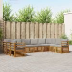 Seturi de canapele cu pernă 10 pcs Gri natural și deschis GartenMobel Dekor