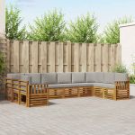 Seturi de canapele cu pernă 10 pcs Gri natural și deschis GartenMobel Dekor