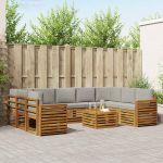 Seturi de canapele cu pernă 10 pcs Gri natural și deschis GartenMobel Dekor
