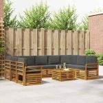 Seturi de canapele cu pernă 10 pcs Natural și Antracit GartenMobel Dekor