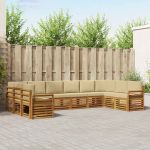 Seturi de canapele 10 pcs Natural și Bej Lemn Solid de Acacia GartenMobel Dekor