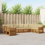 Seturi de canapele 10 pcs Natural și Bej Lemn Solid de Acacia GartenMobel Dekor