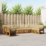 Seturi de canapele 10 pcs Natural și Bej Lemn Solid de Acacia GartenMobel Dekor