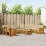Seturi de canapele 11 pcs Natural și Bej Lemn Solid de Acacia GartenMobel Dekor