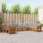 Seturi de canapele cu pernă 10 pcs Gri natural și deschis GartenMobel Dekor