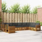 Seturi de canapele cu pernă 10 pcs Natural și Antracit GartenMobel Dekor