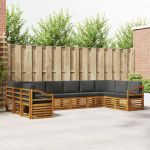 Seturi de canapele cu pernă 10 pcs Natural și Antracit GartenMobel Dekor