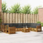 Seturi de canapele cu pernă 11 pcs Natural și Antracit GartenMobel Dekor