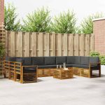 Seturi de canapele cu pernă 11 pcs Natural și Antracit GartenMobel Dekor