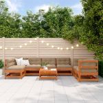 Set de lounge pentru grădină 8 pcs Maro Ceară Lemn masiv de pin GartenMobel Dekor