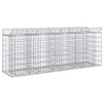 Pat ridicat din gabion 2 pcs Argintiu 200 x 50 x 80 cm GartenMobel Dekor